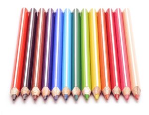 colored pencils in a line