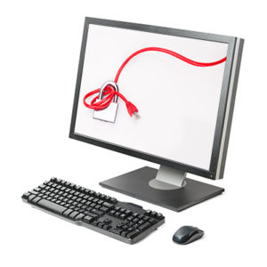 Computer workstation ( monitor, keyboard, mouse) isolated on white background