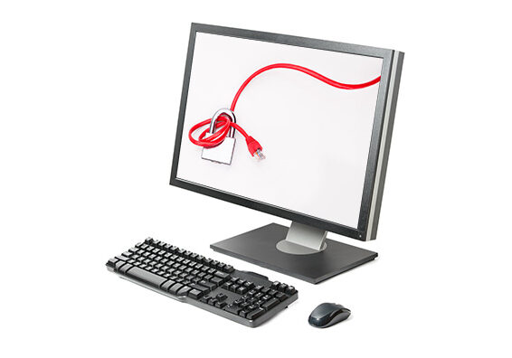 Computer workstation ( monitor, keyboard, mouse) isolated on white background